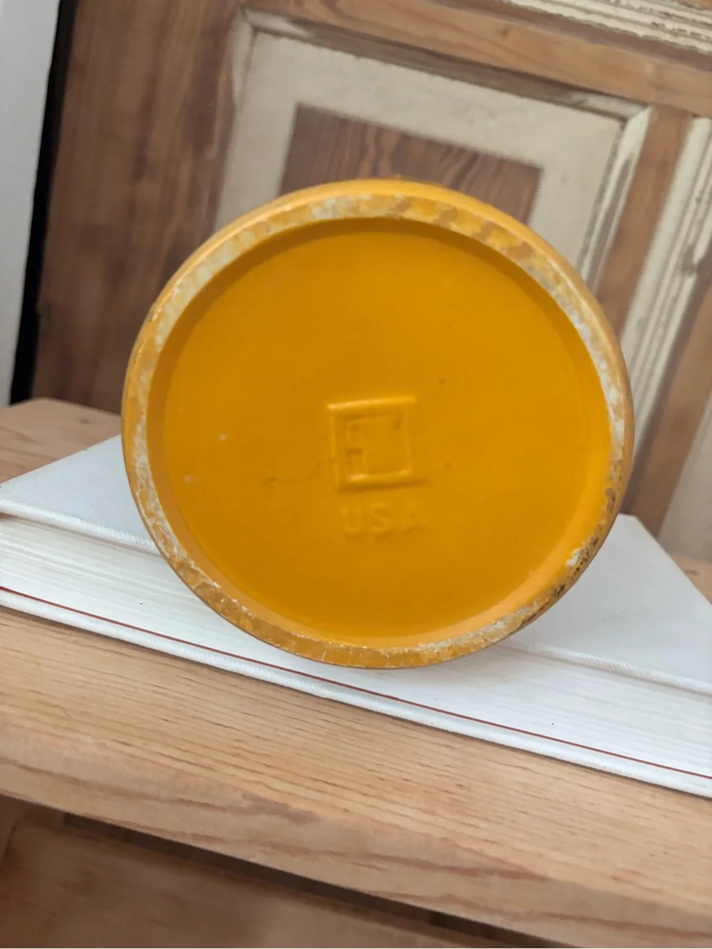 Mustard Yellow Decorative Ceramic Vase - 8.5” tall